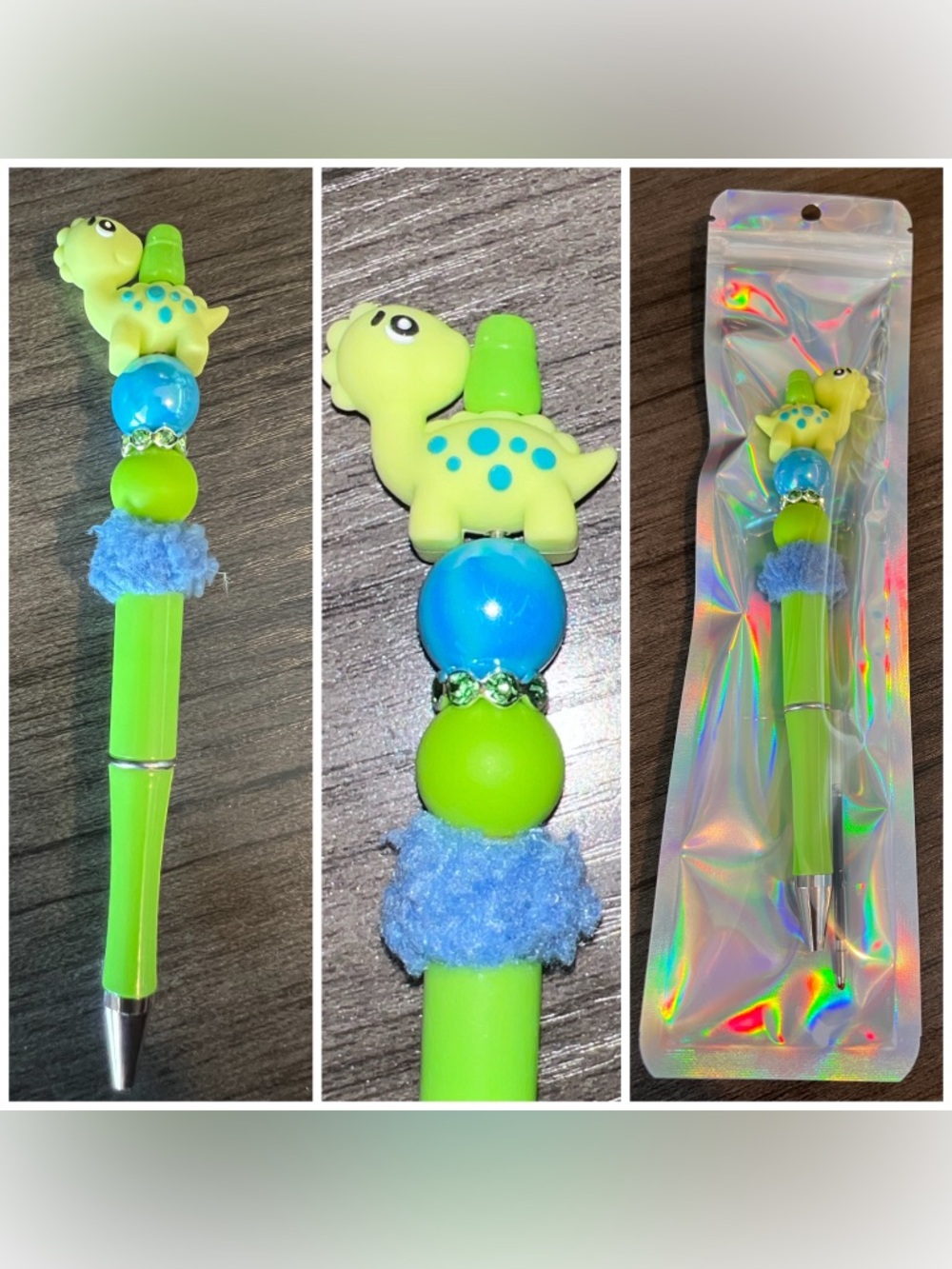Dinosaur beaded focal pen